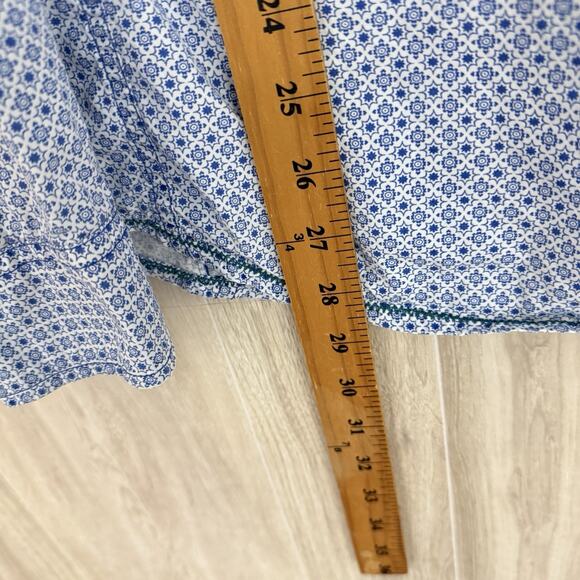 Prana Shirt Men Large Slim Fit Blue Button Down Geometric Casual Preppy Outdoors - Picture 11 of 14